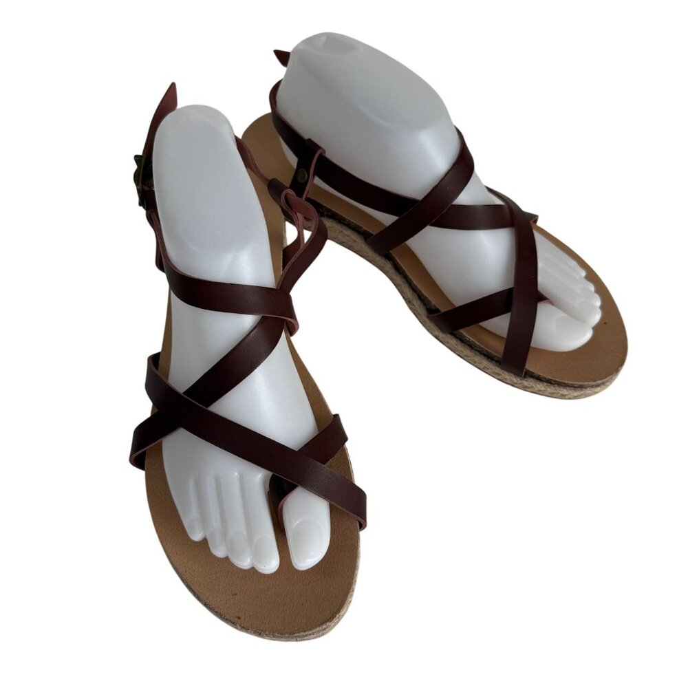 Esprit Espadrille Strappy Sandals Judy Wade Brown 8.5 M Buckle Boho Casual